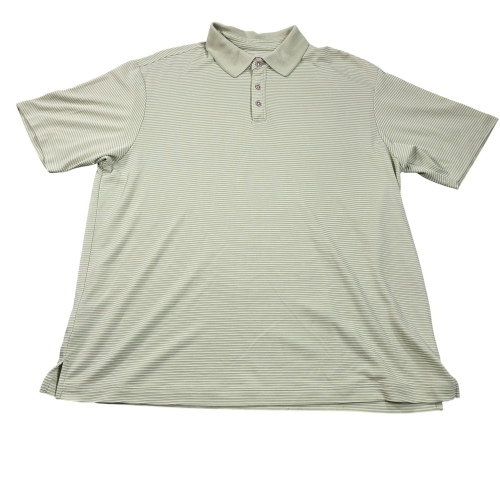 Tommy Bahama Polo Shirt Mens XL Green Stripe Modal Polyester Casual Golf Knit